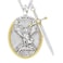 CQGXMANN The Archangel Saint MichaelOval Medal Necklace Protection Prayer Pendant Necklace Seal Solid with A Sword Pendant Necklace 1PCS