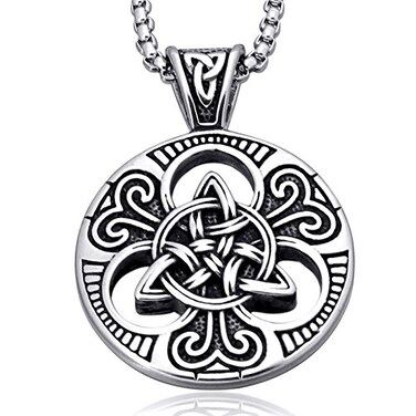 ENHONG Celtic Knot Necklace for MenStainless Steel Double Side Solid Heavy Pendant with Chain 24 Inches