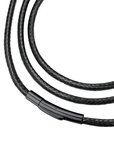 FaithHeart Genuine Leather Necklace Cord for Men Unique Solid String Wax Rope Neck Chains for Dad 1630inch Black Chains