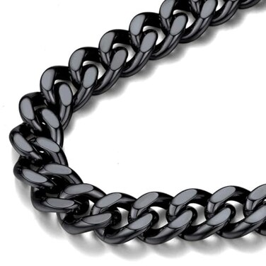 FindChic Black Chain Necklace for Men Thick Miami Cuban Link Rapper 12mm Width 20inch Chunky Curb Hippie Hip Hop Chains