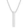 Fiusem Pendant Necklace for Men Silver Tone Rectangular Pierced Necklace for Mens with 25 mm Box Chain Stainless Steel Bar Chain 24 Inches