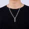 Fiusem Pendant Necklace for Men Silver Tone Rectangular Pierced Necklace for Mens with 25 mm Box Chain Stainless Steel Bar Chain 24 Inches