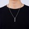 Fiusem Pendant Necklace for Men Silver Tone Rectangular Pierced Necklace for Mens with 25 mm Box Chain Stainless Steel Bar Chain 24 Inches