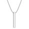 Fiusem Pendant Necklace for Men Silver Tone Rectangular Pierced Necklace for Mens with 25 mm Box Chain Stainless Steel Bar Chain 24 Inches