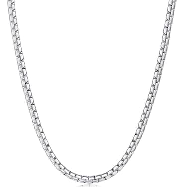 Fiusem Silver Tone Box Chains for Men 3mm Stainless Steel Chain Necklace Necklaces for Men and Women 20 Inch