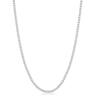 Fiusem Silver Tone Wheat Chains for Men and Women 2mm Stainless Steel Necklace Chain Mens Necklace 24 Inch