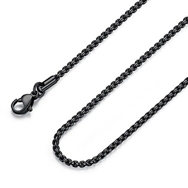 FOSIR Mens Womens 2mm Stainless Steel Black Rolo Cable Chain Necklace 22 Inch