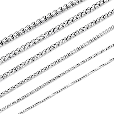 Giftall Stainless Steel Chain Necklace for Men 2MM Square Rolo Chains Round Box Chain Necklace for Women 20 Inches