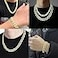 GIHENHAO 2pcs Cuban Link Chain for Men Gold Necklace and Bracelet Miami Cuban Chains Bling Diamond Chain for Hip Hop Jewelry