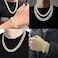 GIHENHAO 2pcs Cuban Link Chain for Men Gold Necklace and Bracelet Miami Cuban Chains Bling Diamond Chain for Hip Hop Jewelry