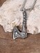 HAQUIL Viking Battle Axe Necklace Stainless Steel Wolf Raven Axe Amulet Pendant Box Chain Viking Jewelry Gift