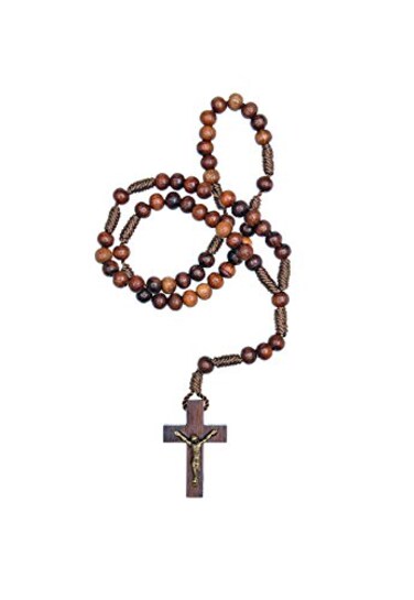 Intercession Small Pocket Size Wood Rosary Made in Brazil Walnut 4mm Beads