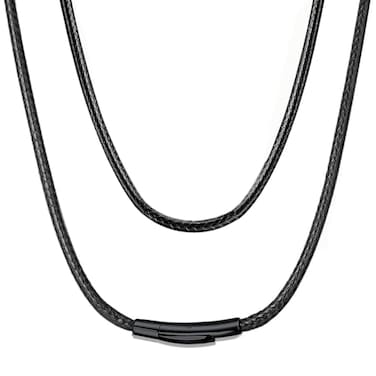 IOYYIO Comfortable Braided Leather Chain Cord with Stainless Steel Clasp Versatile String Rope Necklace for MenWomen Waterproof Black Chains Necklace for Pendants