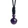 iSTONE Unisex Genuine 16mm Round Beads Gemstone Amethyst Pendant Necklace with Adjustable Nylon Cord 24 Inch
