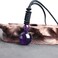 iSTONE Unisex Genuine 16mm Round Beads Gemstone Amethyst Pendant Necklace with Adjustable Nylon Cord 24 Inch