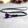 iSTONE Unisex Genuine 16mm Round Beads Gemstone Amethyst Pendant Necklace with Adjustable Nylon Cord 24 Inch