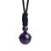 iSTONE Unisex Genuine 16mm Round Beads Gemstone Amethyst Pendant Necklace with Adjustable Nylon Cord 24 Inch