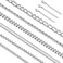 LOLIAS Silver Chain Necklace for Men Women 6Pcs Hypoallergenic Durable Stainless Steel Cuban Link Rope Wheat Box Figaro Herringbone Chain Layered Stacked Necklace Set 20 Inches