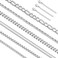 LOLIAS Silver Chain Necklace for Men Women 6Pcs Hypoallergenic Durable Stainless Steel Cuban Link Rope Wheat Box Figaro Herringbone Chain Layered Stacked Necklace Set 20 Inches