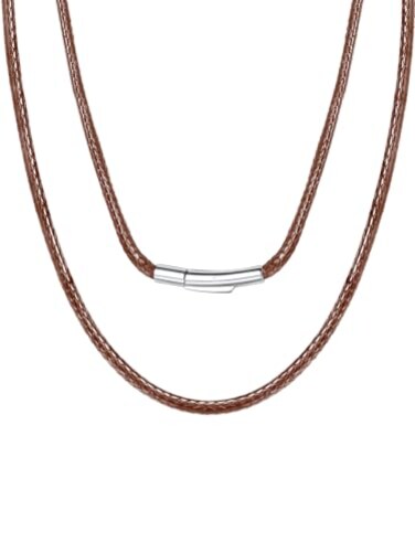 ChainsPro Long Waterproof Neck Chains for Men Leather Cord Necklace 30inch 3mm Gift Brown