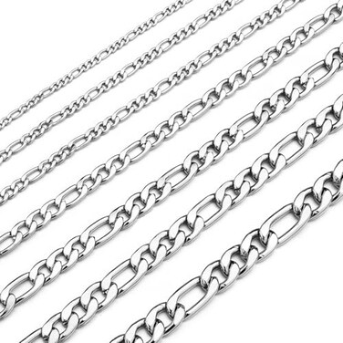 Monily Chain Necklace for Men 5MM 18 Inches Stainless Steel Figaro Link Chain for Women Mens