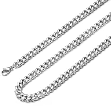Monily Cuban Link Chain for Men Stainless Steel Mens Chain Chunky Necklaces 7 mm 18 Inches