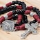 Nazareth Store Black Beads Red Paracord Rosary Rugged Beaded Necklace Strong Cord StMichael Medal Pardon Cross