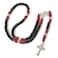 Nazareth Store Black Beads Red Paracord Rosary Rugged Beaded Necklace Strong Cord StMichael Medal Pardon Cross