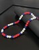 NEXIULT Baseball Ice Necklace Rhinestone Bling Necklace for Men Red White Blue 16 inch