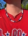 NEXIULT Baseball Ice Necklace Rhinestone Bling Necklace for Men Red White Blue 16 inch