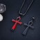 Rehoboth Stainless Steel Ancient Egyptian Coptic Ankh Cross Pendant Necklace for Womens Mens 24 Inch Chain Black