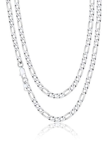 Suplight 6mm Silver Figaro Chain for Men 22 Inch Necklace