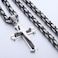 Trendsmax Mens Cross Pendant Necklace Stainless Steel Black Silver Byzantine Chain 22inch