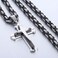 Trendsmax Mens Cross Pendant Necklace Stainless Steel Black Silver Byzantine Chain 22inch