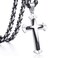 Trendsmax Mens Cross Pendant Necklace Stainless Steel Black Silver Byzantine Chain 22inch
