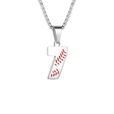 ZRAY Inspiration Baseball Jersey Number Necklace Stainless Steel Charms Number Pendant for Men 7