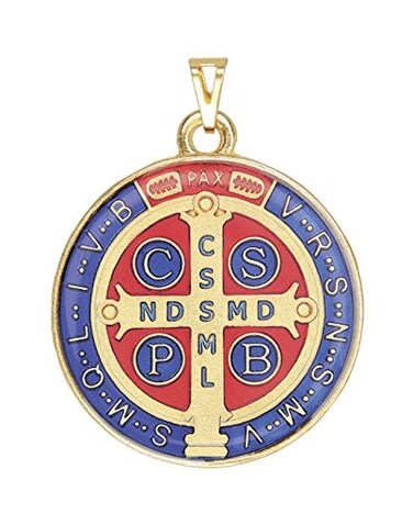 Intercession Saint Benedict Color Medal Golden Large 114 inches