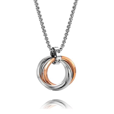 ANIEJUFI Stainless Steel 3 Interlocking Circles Pendant Necklace for Men Women with Free 24 Chain Rose Gold