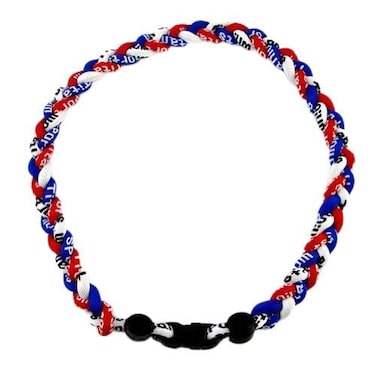MapofBeauty unisex adult 18 Sport Three Colors Three Braided Rope Tornado Necklace Royal BlueRedWhite