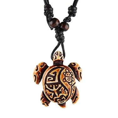 STWTR Hawaiian Turtle Pendant Necklace Men Women Adjustable Rope Surfer Necklace Handmade Necklace