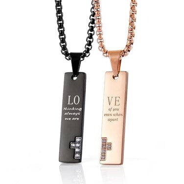 Wolentty Couple His Hers Distance Necklaces for Valentines Day Gift