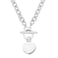 WangGao Elegent Love Stainless Steel Link Chain Blank Heart Charms Necklace for Women Toggle Clasp ClosureSilver