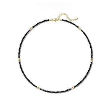 Aleasha Black Spinel Beaded Necklaces for Women August Birthstone boho stone necklaces handmade jewelry