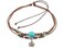 Ancient Tribe Boho Hemp Cord Choker Necklace with Turquoise Bead and Silver Flower Pendant Adjustable 15 Inch