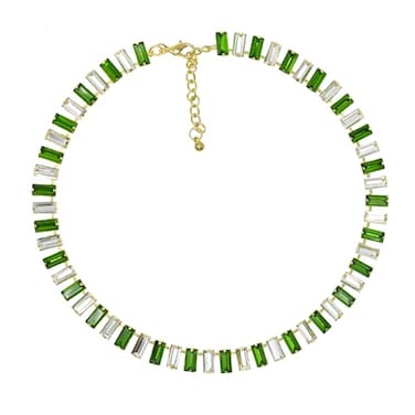 CIOOU Crystal Rhinestone Gemstone Choker Collar Necklace for Women Sparkly Colorful Emerald Neck Chain Statement Necklace Gem green clear