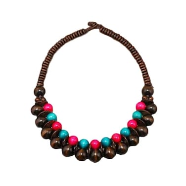 COLORFUL BLING Ethnic Large Chunky Wooden Beaded Necklaces Boho African Statement Necklace Handmade Tribal Collar Choker Bib Jewelryjoint brown mix