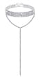 EFTOM Rhinestone Choker Necklaces Silver Sparkly Diamond Choker Long Tassel Choker Necklace for Women 5 Rows