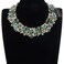 Jerollin Crystal Rhinestone Choker Bib Pendant Collar Statement Necklace for Evening Party Green