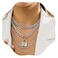 Jumwrit Chunky Chain Necklace Punk Layered Choker Necklaces Cuban Link Chain Necklace with Lock Pendant Necklace Statement Necklace for WomenSilver
