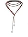 Kercisbeauty Boho Brown Wrap Velvet Choker Long Chain Tassels Necklace for Women Brown